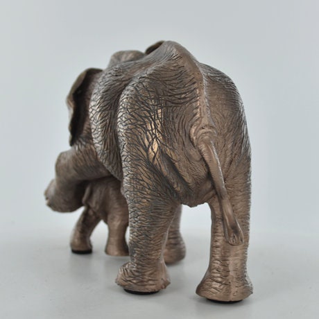 Mother and baby elephant figurine, cold cast bronze sculpture, shelf decor, anniversary gift
