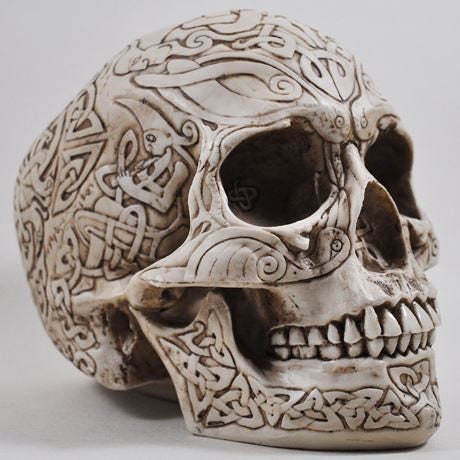 Celtic Skull in Bone finish figurine Shelf decor Halloween gift